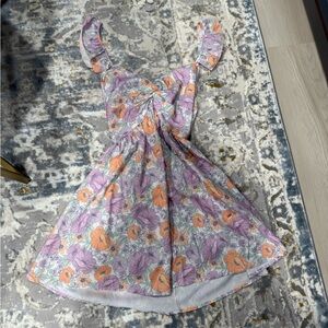 Floral Mini Dress in Lavender and Orange